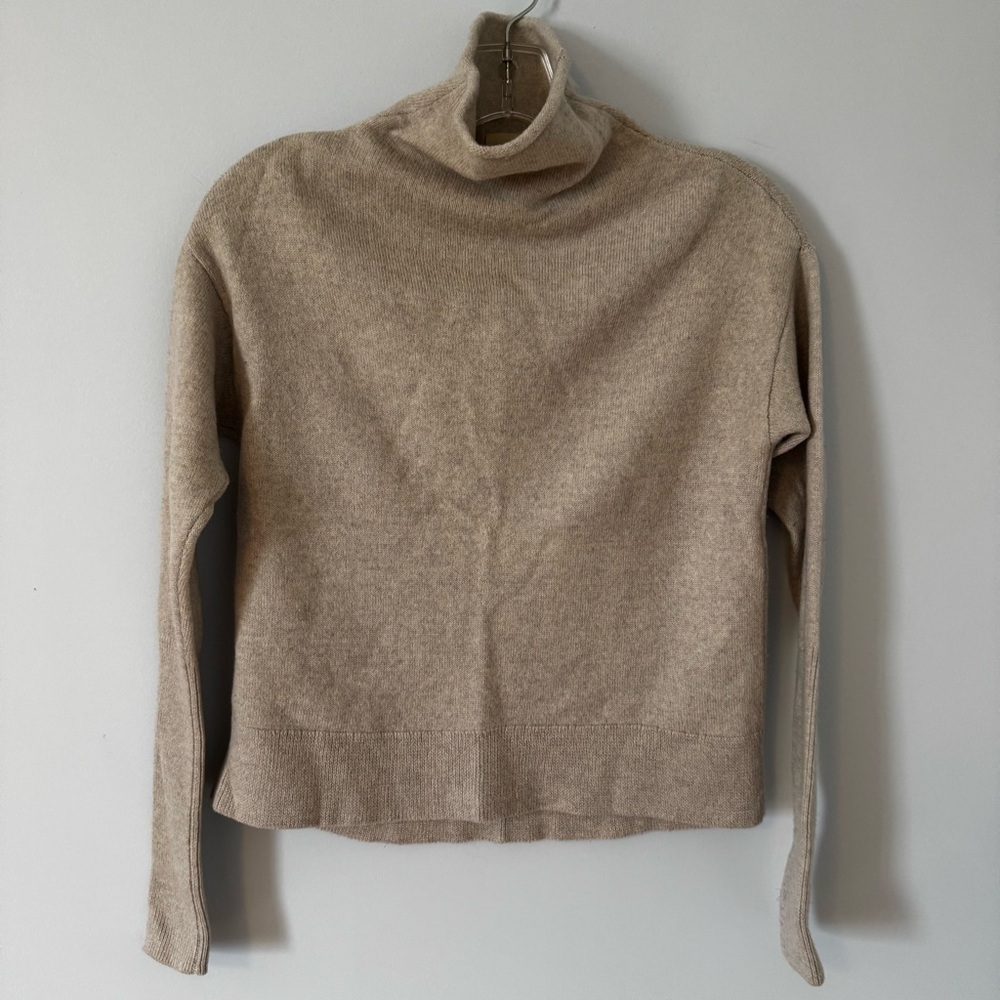 Wilfred 100% Wool Funnel Neck Sweater – Taupe Beige Knit, XS